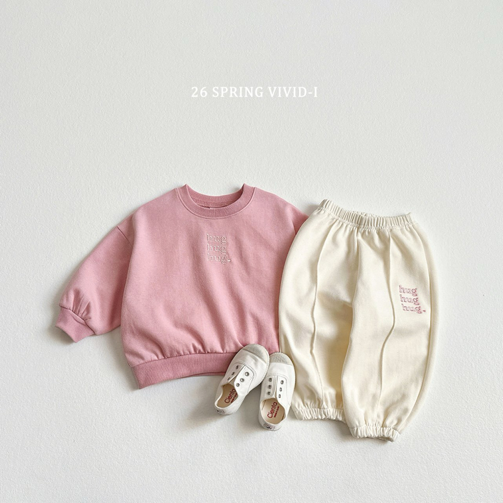 🌸預訂 韓國直送🌸🇰🇷VIVIDI四色Hug刺繡撞色長袖上下套裝