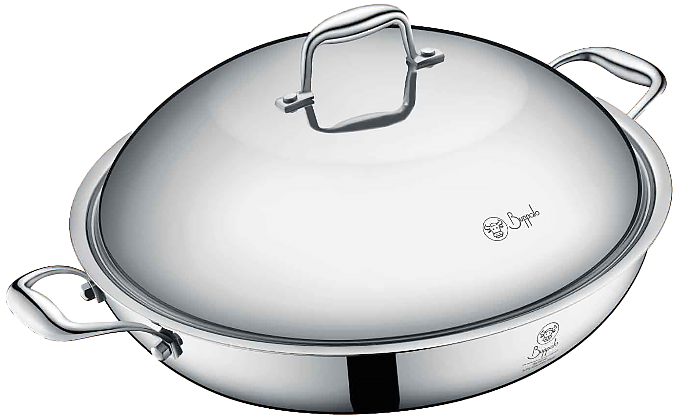 754436A/36CM雙耳平底五層鑊連蓋 (Y)