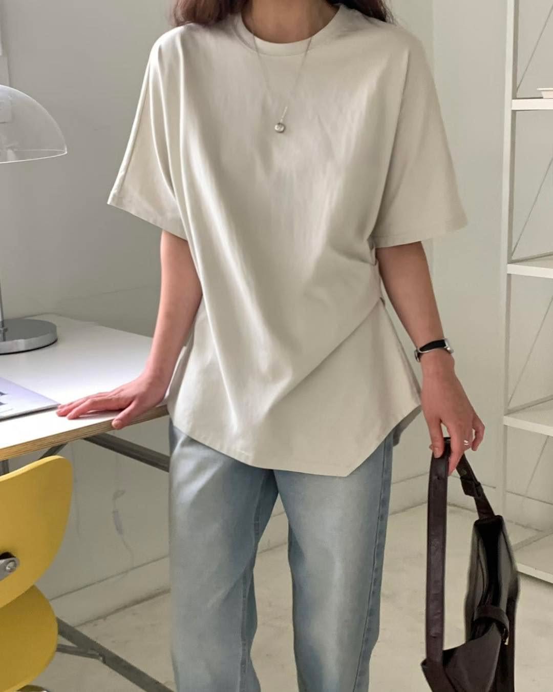 側邊抓褶 Tee 
