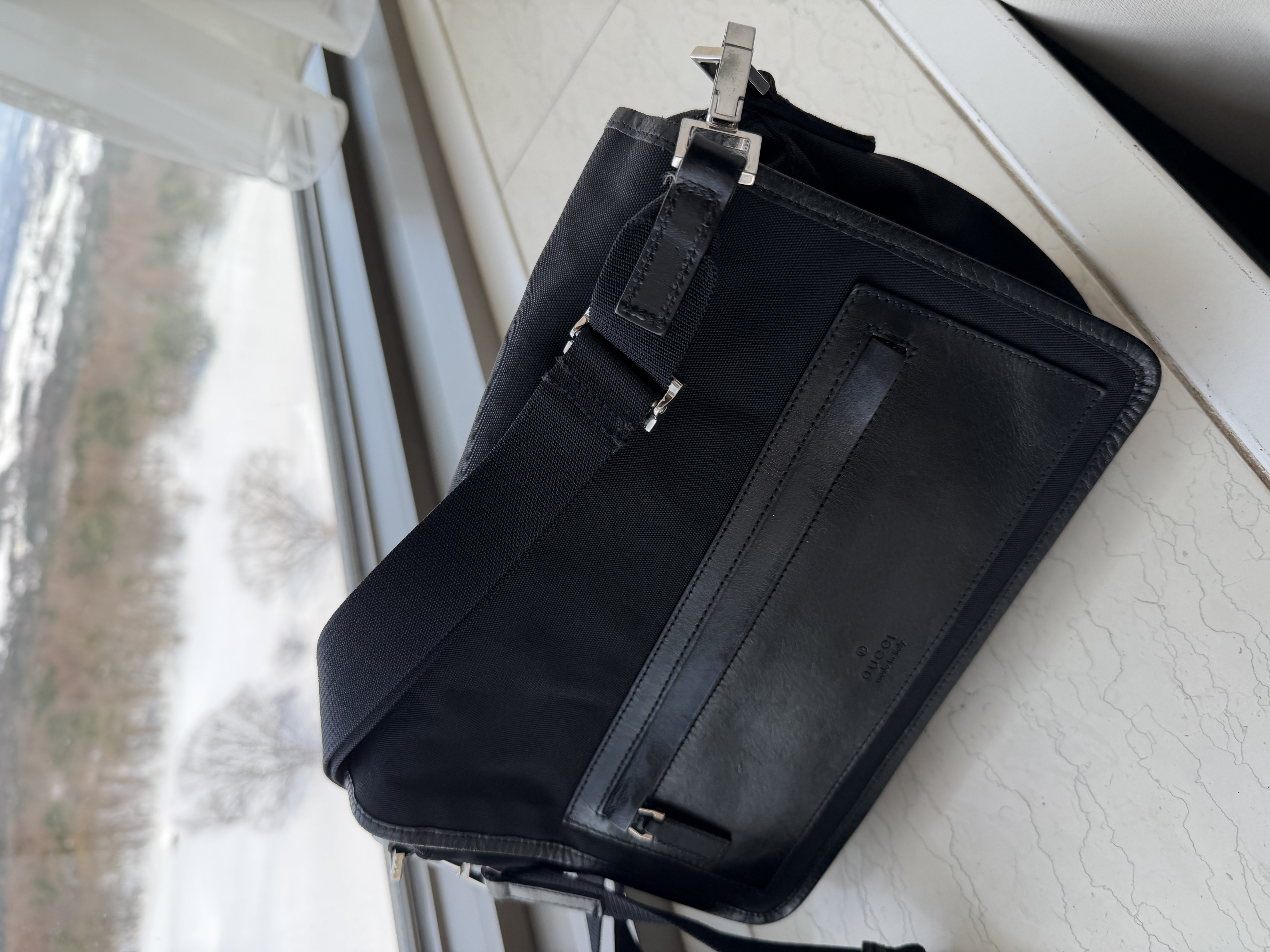 Gucci black黑色 nylon /leather crossbody bag 