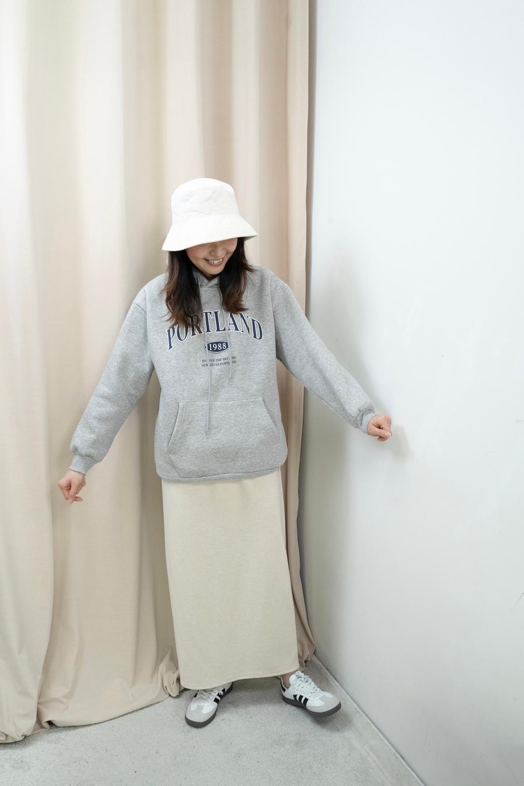 加絨有帽文字衞衣（灰色）