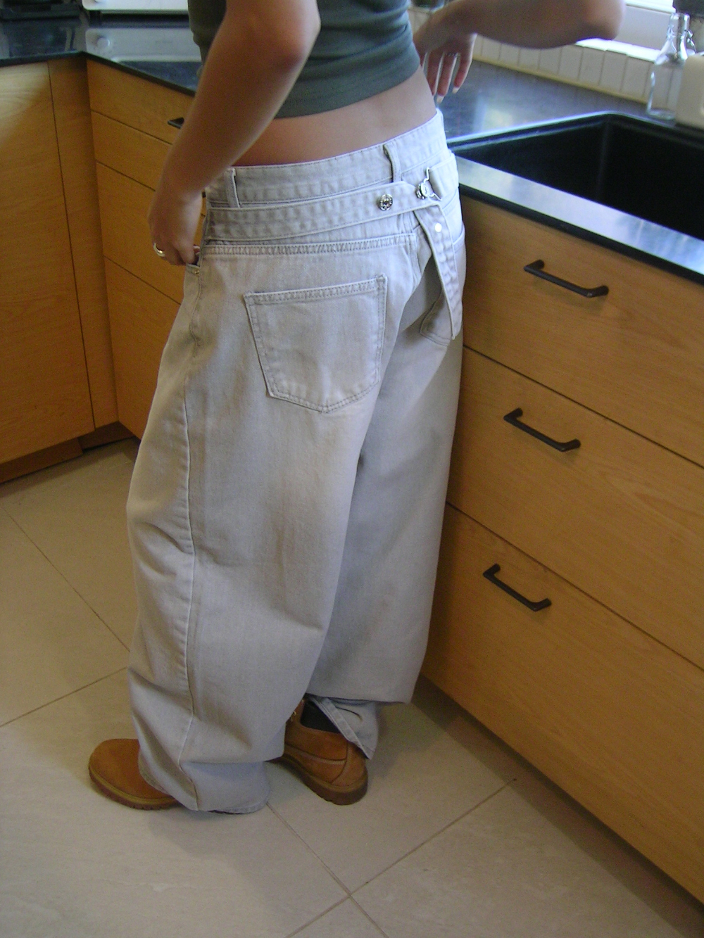 Mega Wide Backstrap Denim Pants 