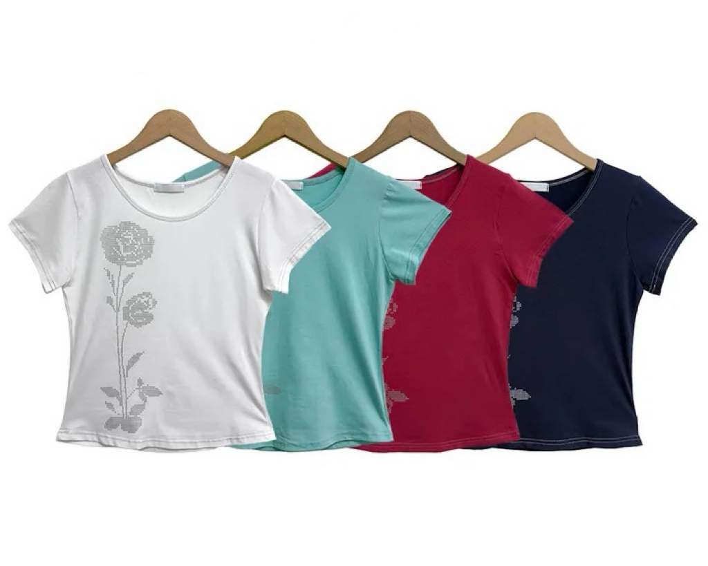 Pixel Rose Graphic Short Sleeve Top