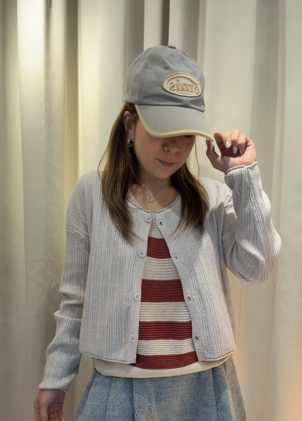 條紋針織衫外套