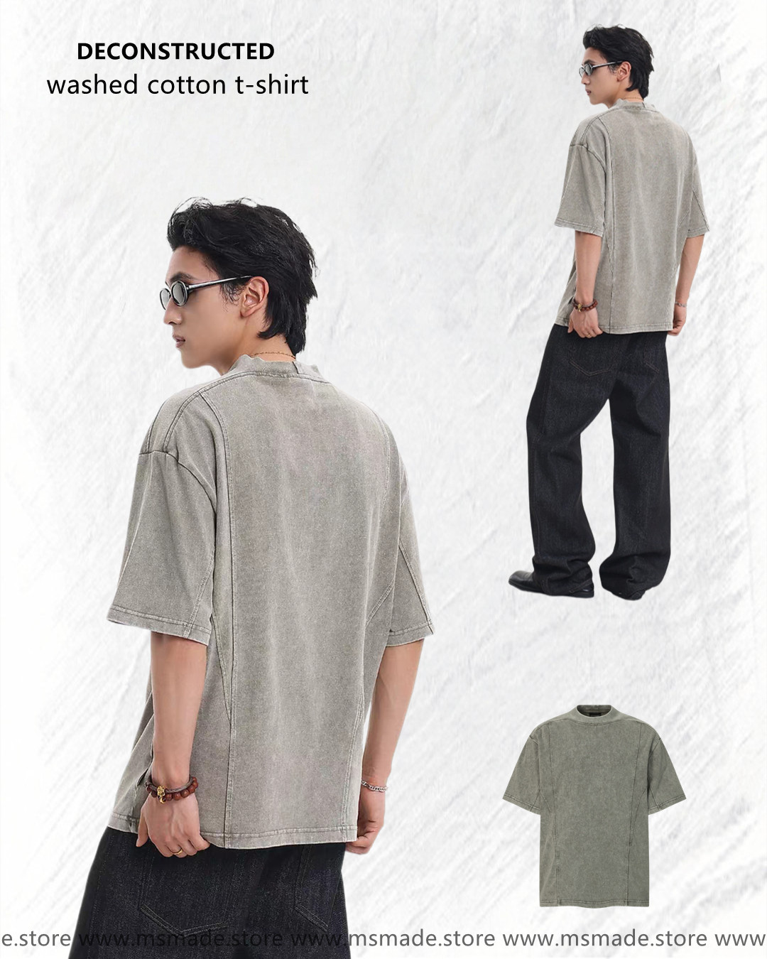 M7356洗水純棉解構短袖tee