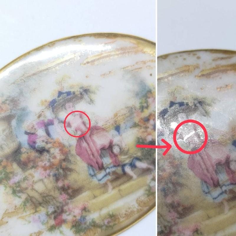 Vintage Romantic Scenic Landscape Picture on Porcelain Brooch (MT1375)