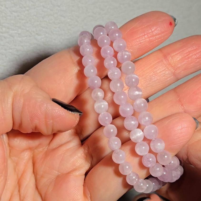 Cat's eye pink kunzite bead necklace - JW128