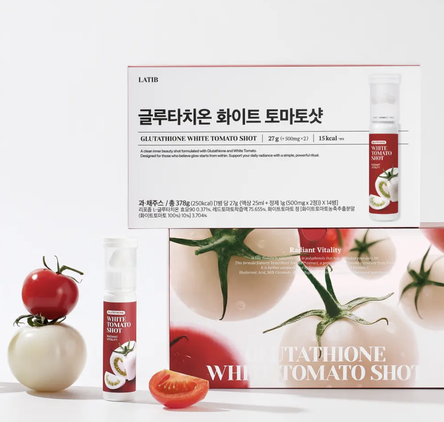 14天飲出透明感｜韓國 LATIB 特級 穀胱甘肽 白番茄美白飲 14支/盒｜Glutathione White Tomato Shot