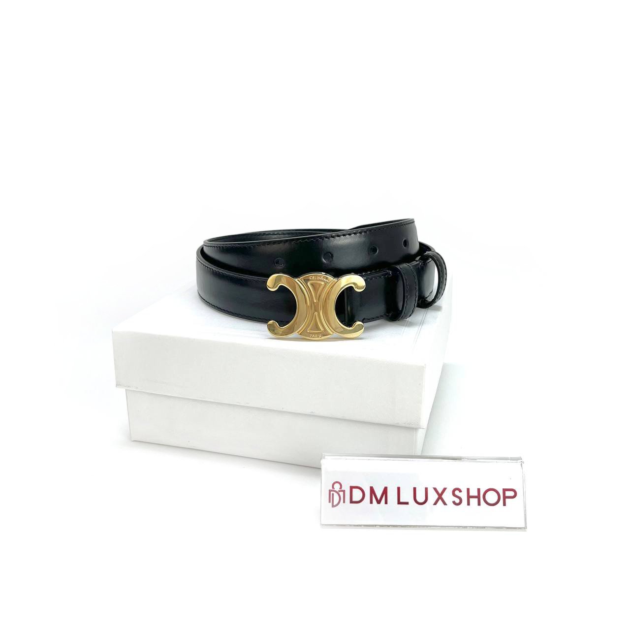 Celine Triomphe Belt 25MM Black GHW