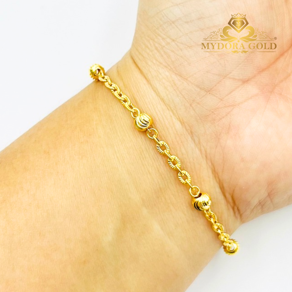 MYDORA Rantai Tangan Sauh Matahari + 5 Boba Pahat | EMAS 916/22K