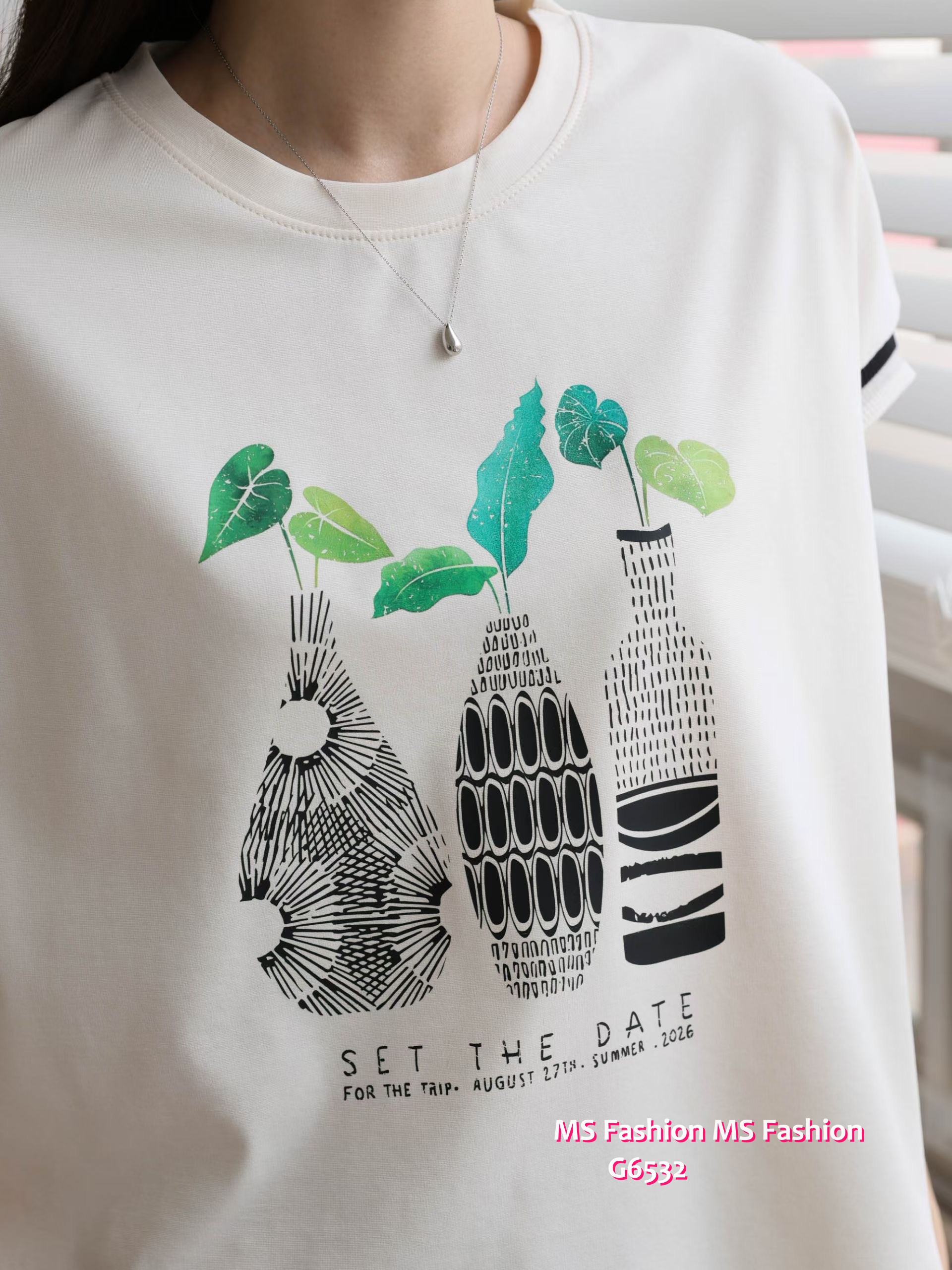 G6532 靚花瓶print top