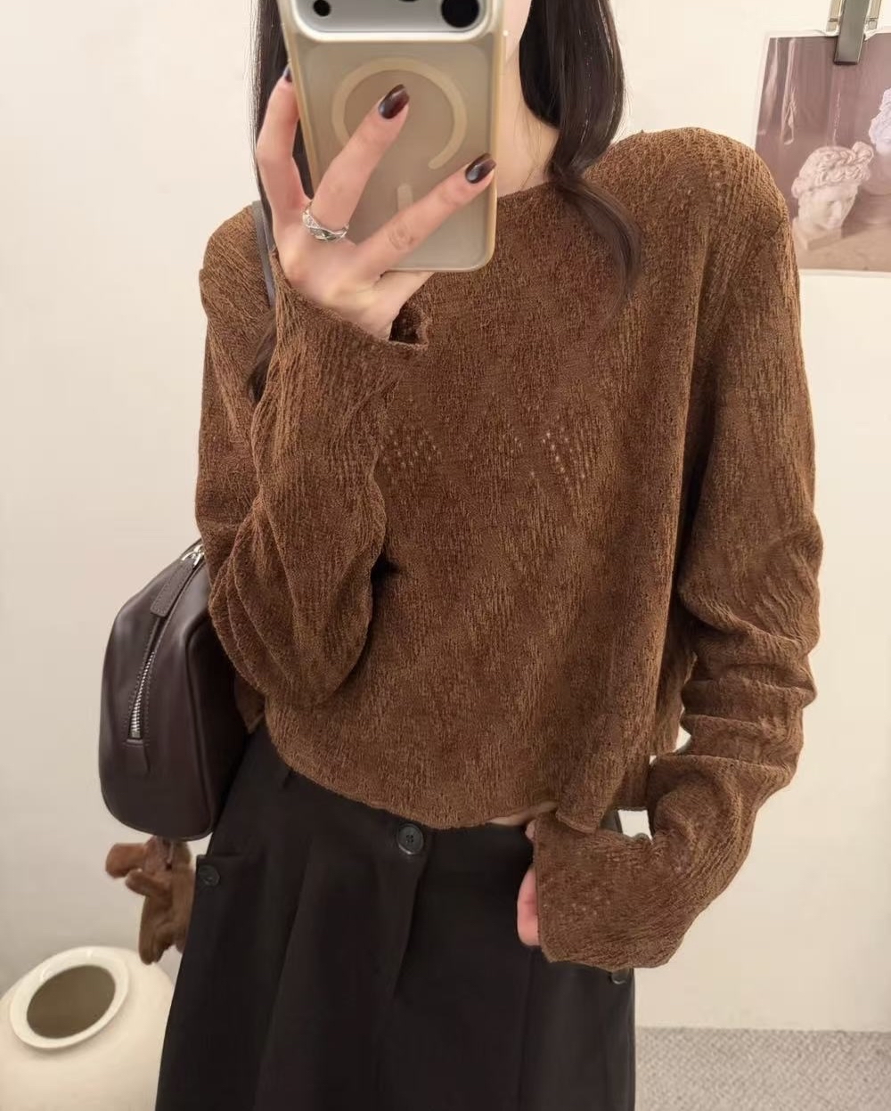薄毛絨通花Top