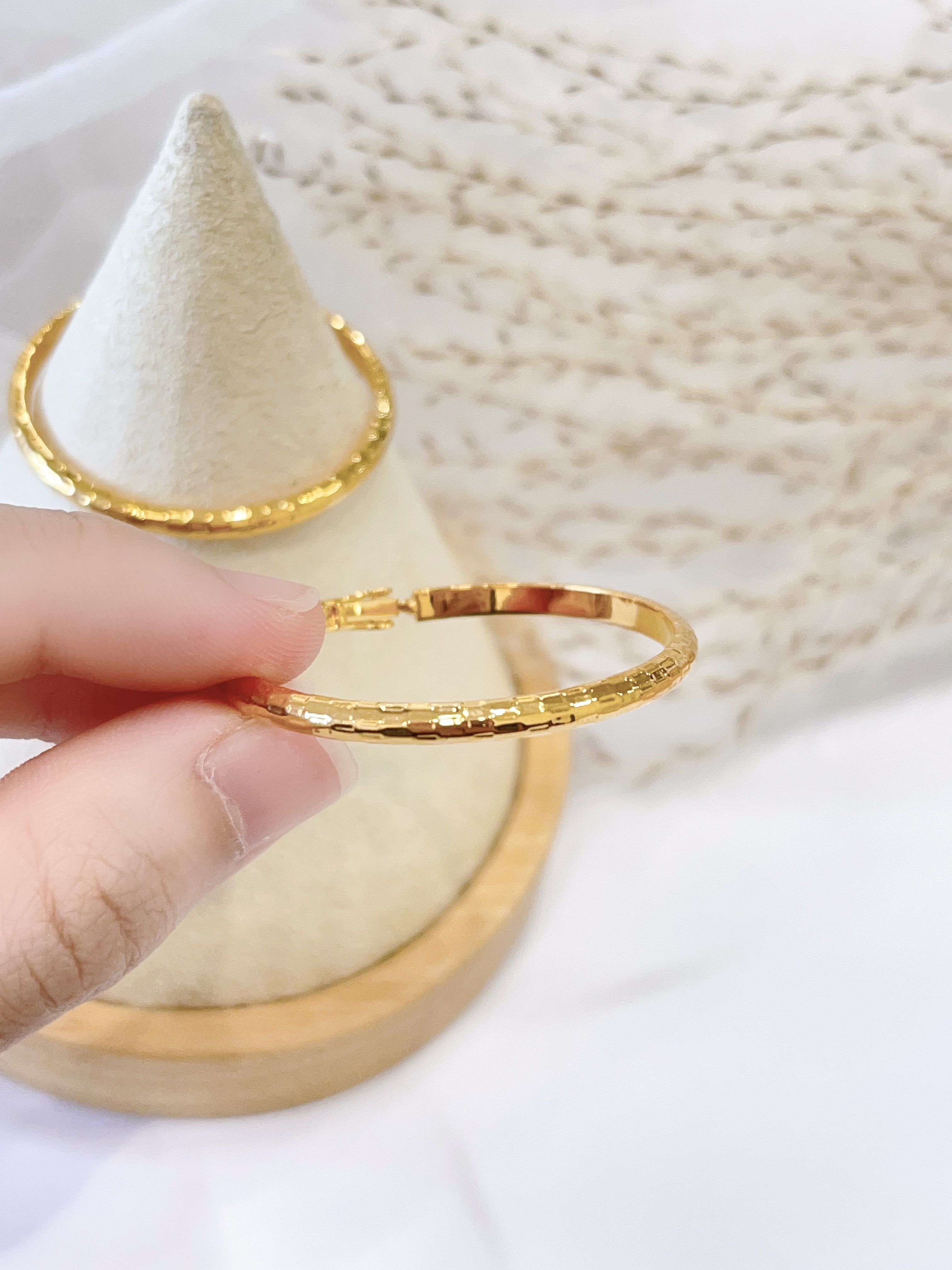 法式金色简约耳圈耳环