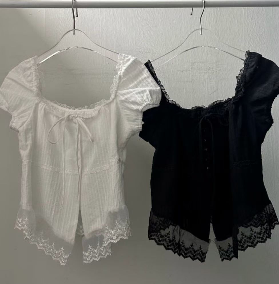 韓國高質娃娃就蕾絲邊邊外撘Top