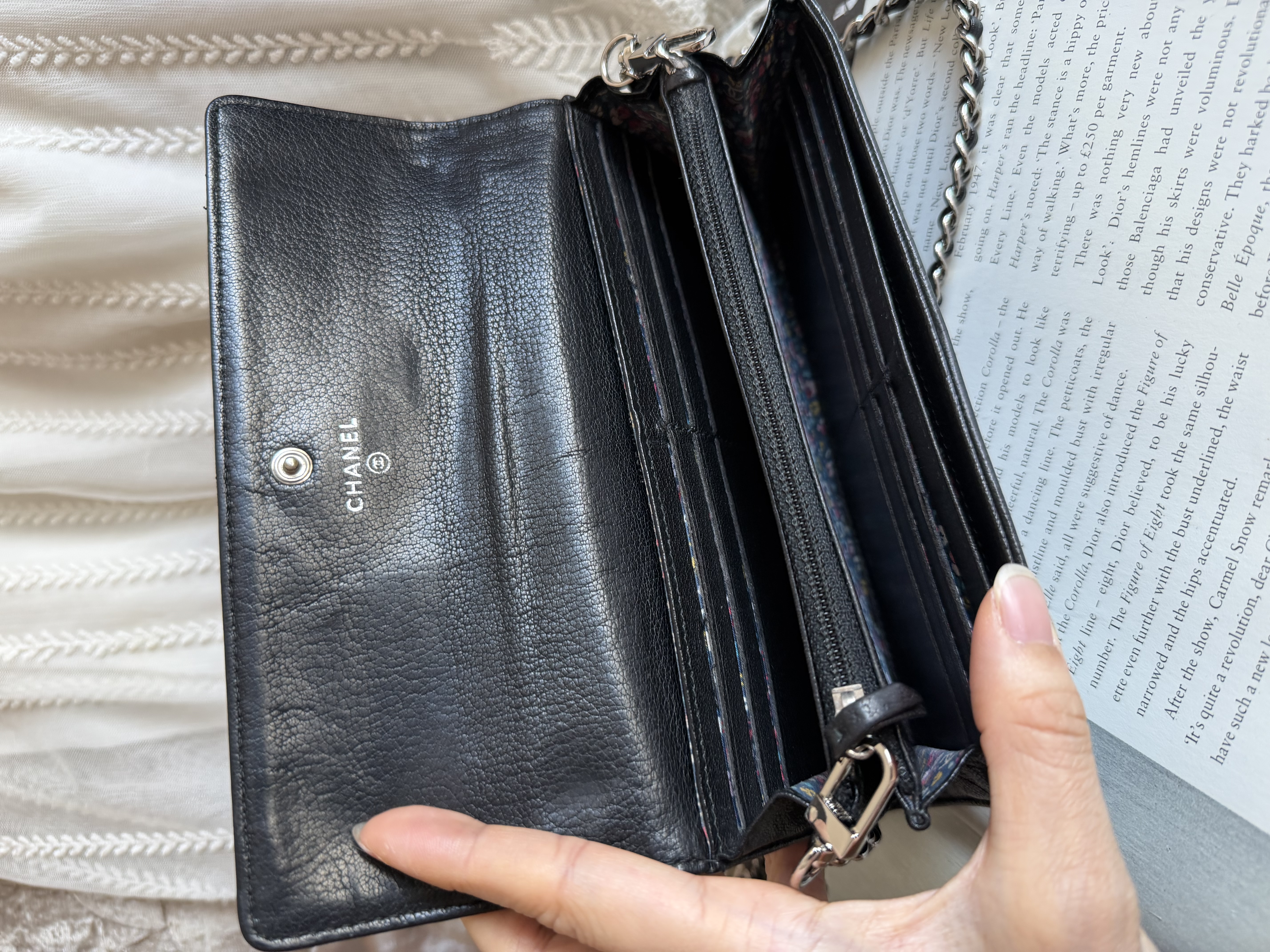 Chanel black leather wallet 