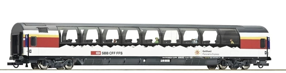 Roco HO 全景旅行車「Gotthard」Apm 61 85 10-90 100-2 CH-SBB 附 Preiser 人偶