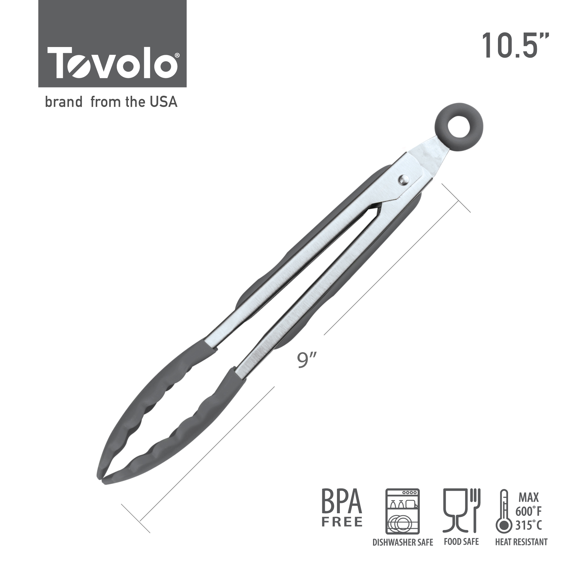 TOVOLO elements 315℃ 耐高溫不銹鋼矽膠煮食夾 | 315℃ HIGH HEAT RESISTANCE COOKING TONGS