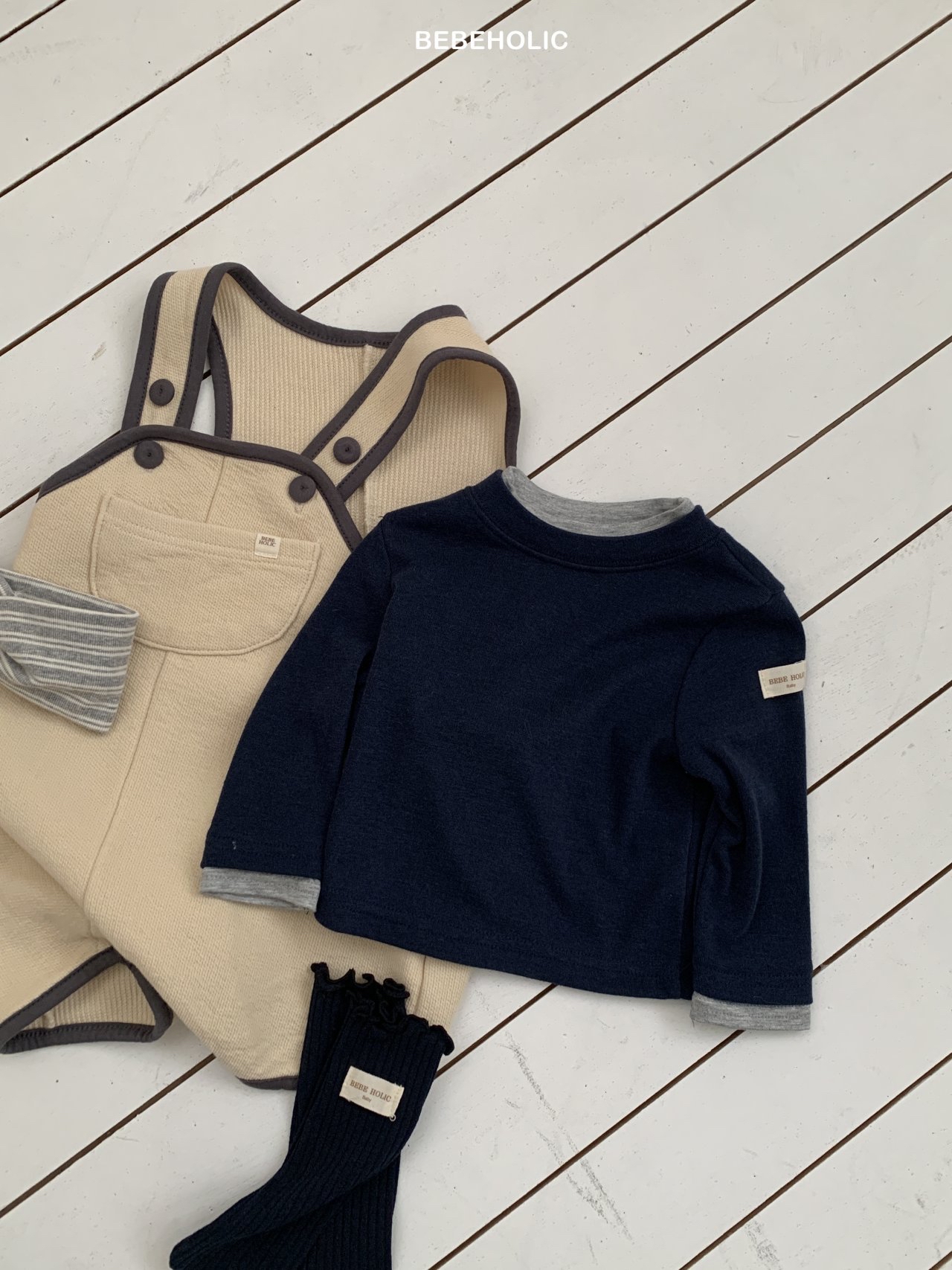 🌸預訂 韓國直送🌸🇰🇷BEBEHOLIC三色假兩件長袖上衣