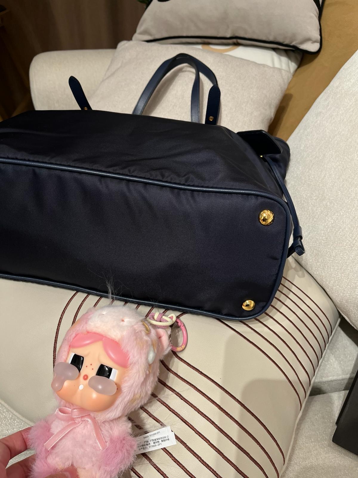 Prada Nylon Shopping Tote Bag Navy 100%Authentic, 98%New ✅ certificate 