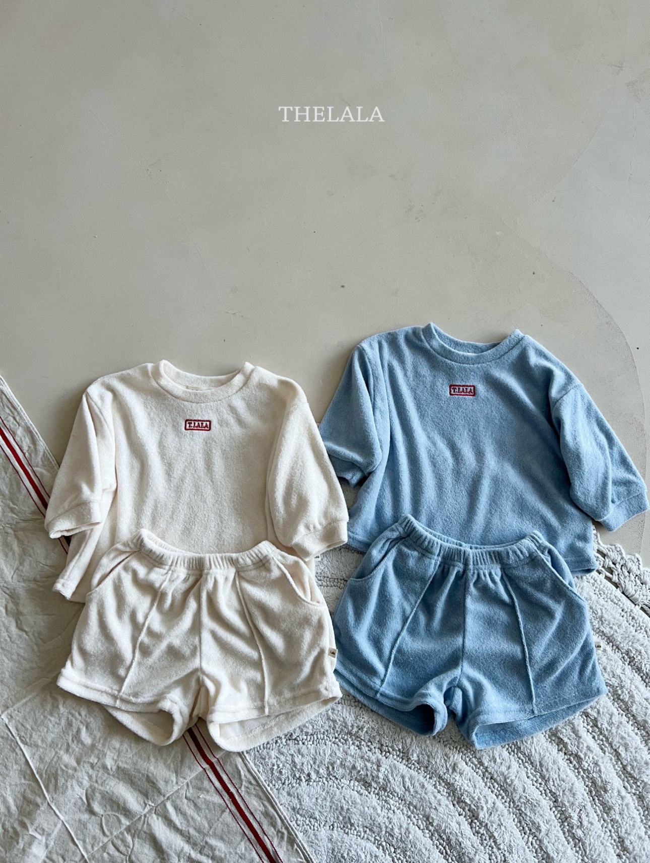 🌸預訂 韓國直送🌸🇰🇷THELALA兩色標誌刺繡章毛巾料上下套裝