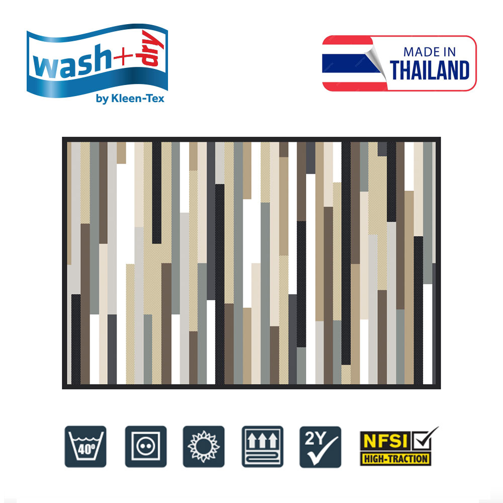Wash+Dry by Kleen-Tex Floor Fashion Mat - 設計地墊天皇條紋自然設計 ｜Mikado Stripes nature Pattern