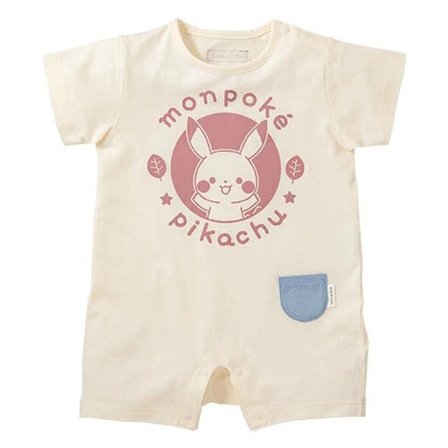 Monpoke 嬰兒比卡超灰色象牙色短袖衣 one size 70-80cm