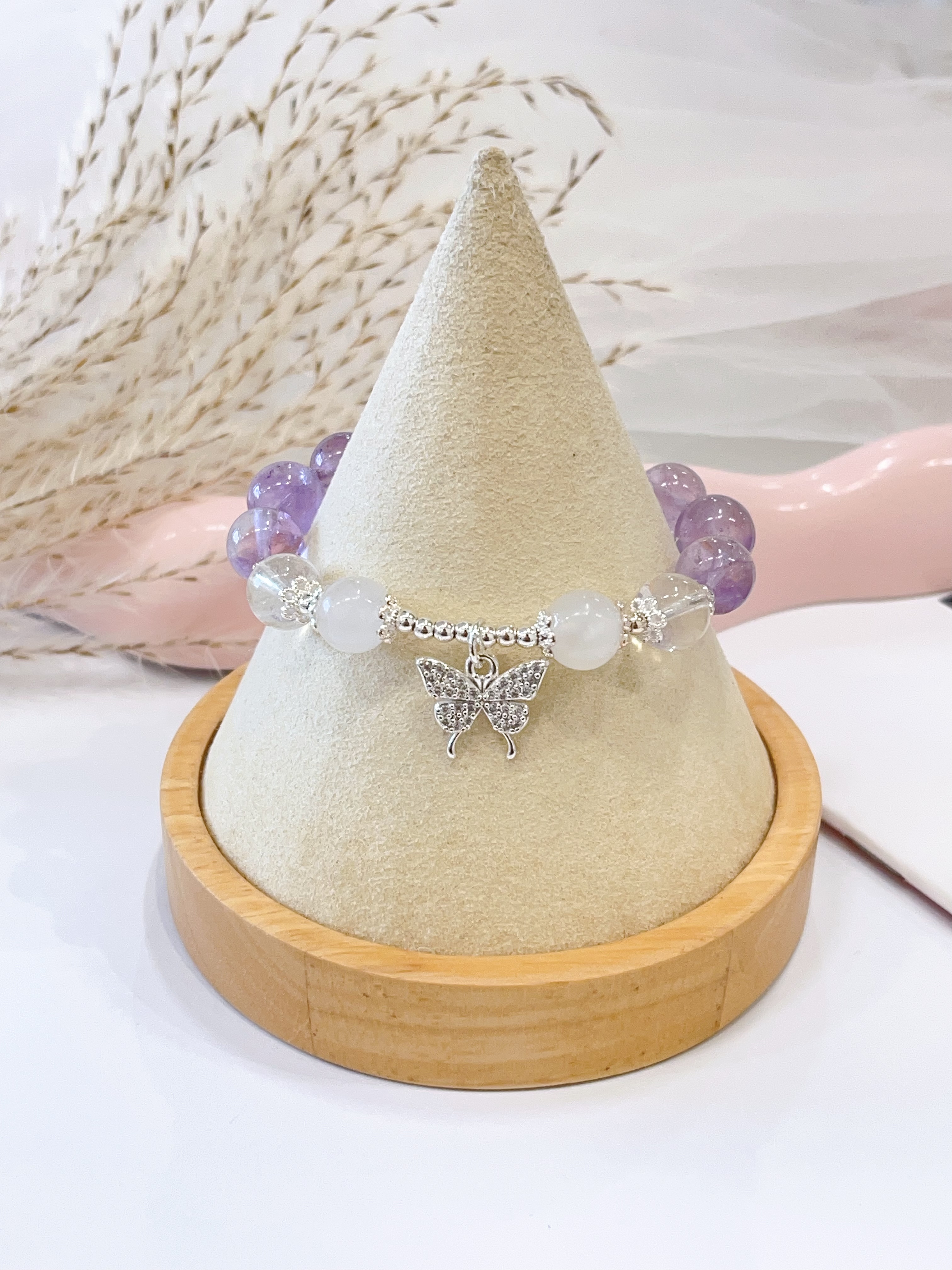 💜 薰衣草紫水晶 × 白水晶 × 海蓝宝手串 Lavender Amethyst, Clear Quartz & Aquamarine | 10mm