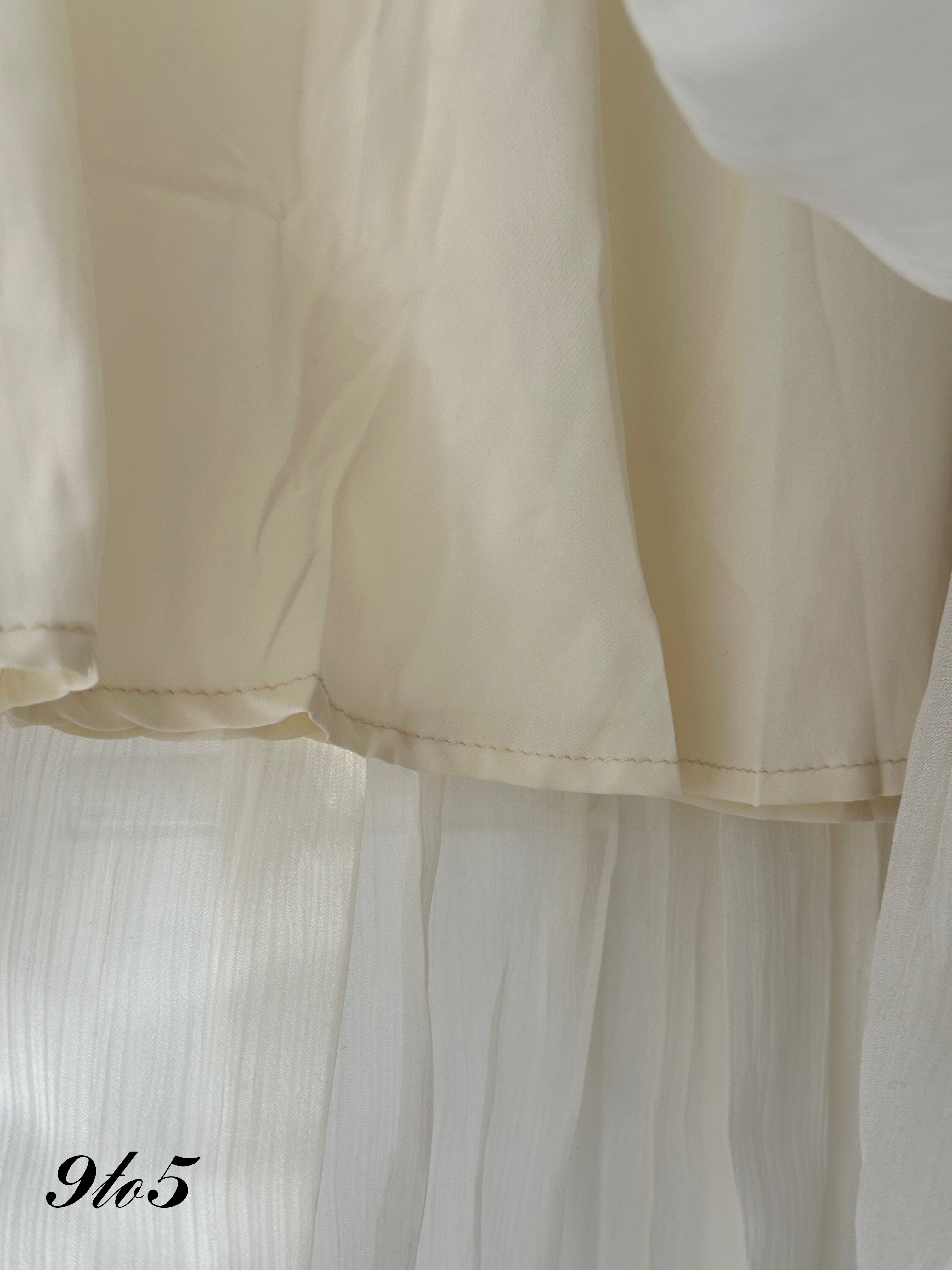 S1788 Pleated Layered Skirt - Black & Cream