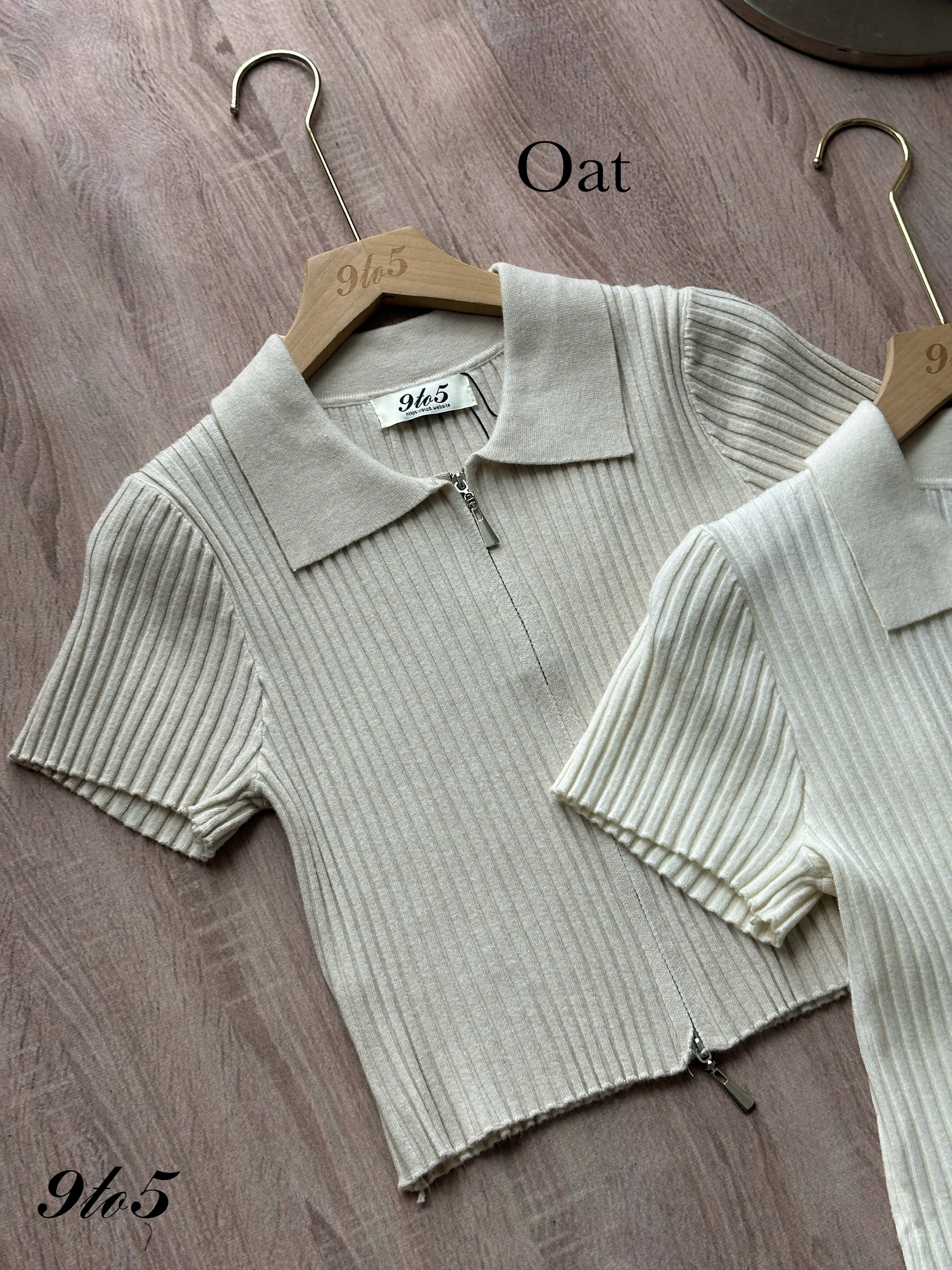 T4283 Zipped Ribbed Crop Top - 4 Colors 
