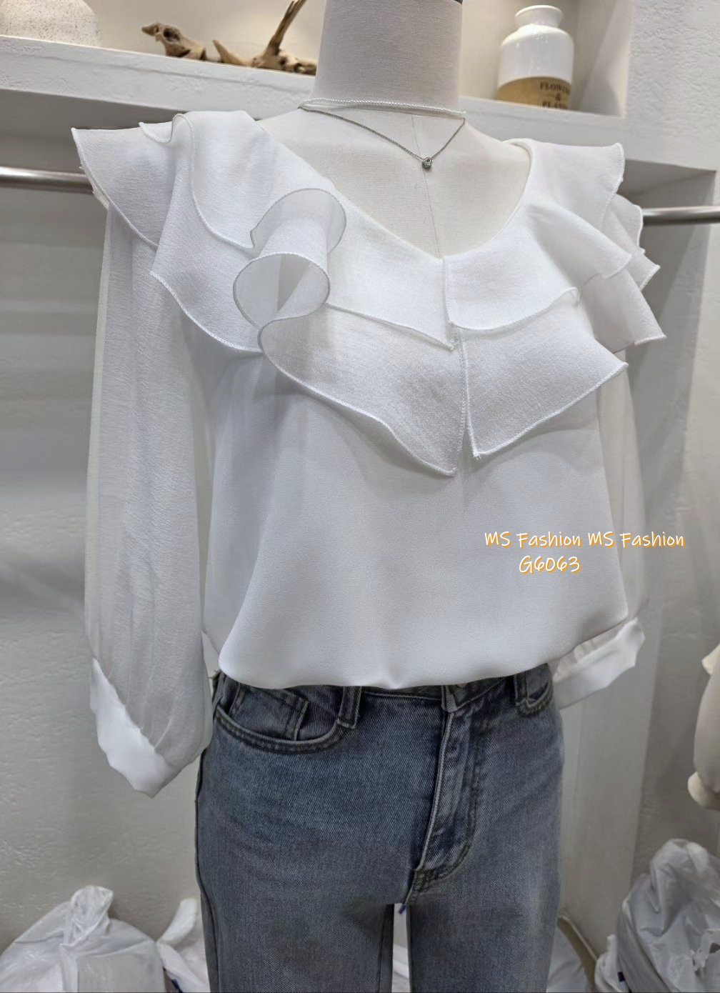 G6063 韓國🇰🇷靚料雙層ruffle top