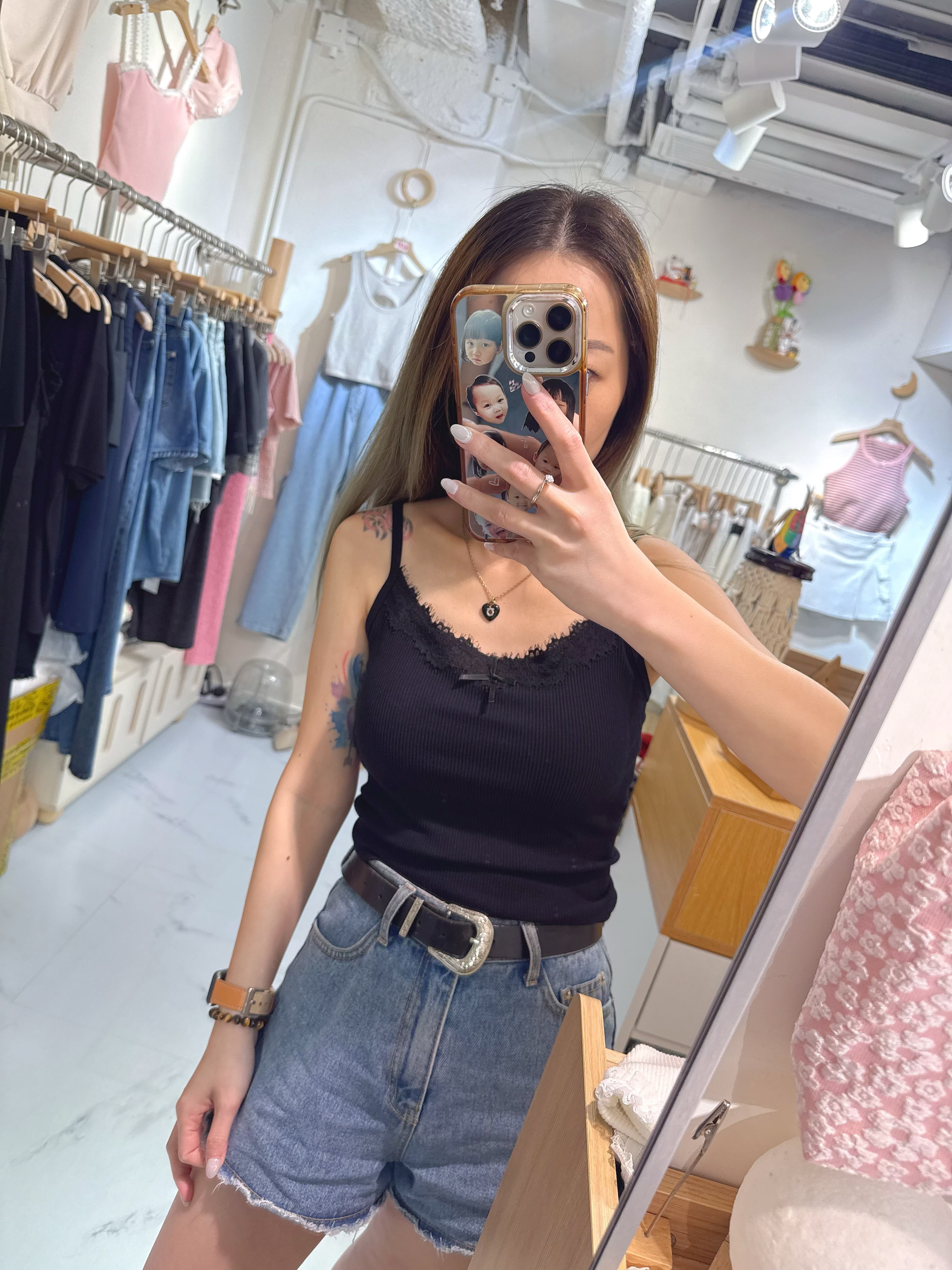 lace邊坑紋bra top