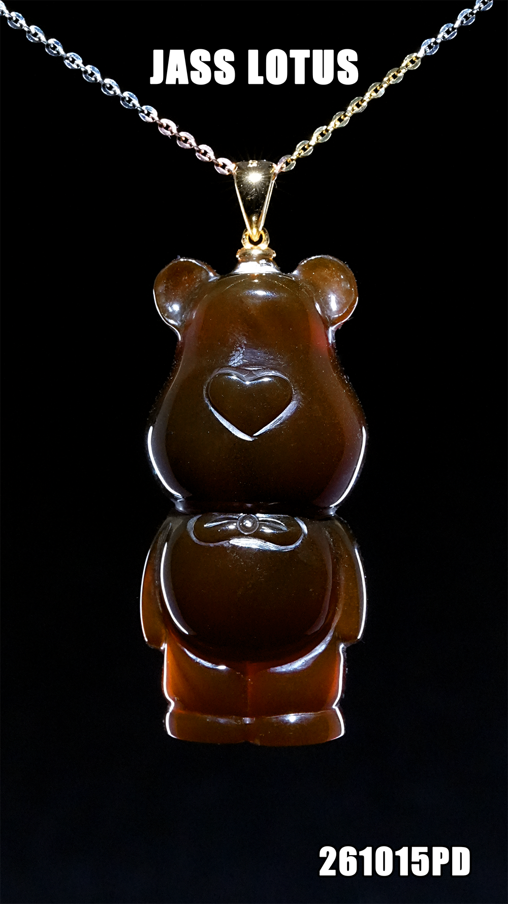 緬甸天然琥珀紫羅蘭咖啡蜜珀熊仔吊墜