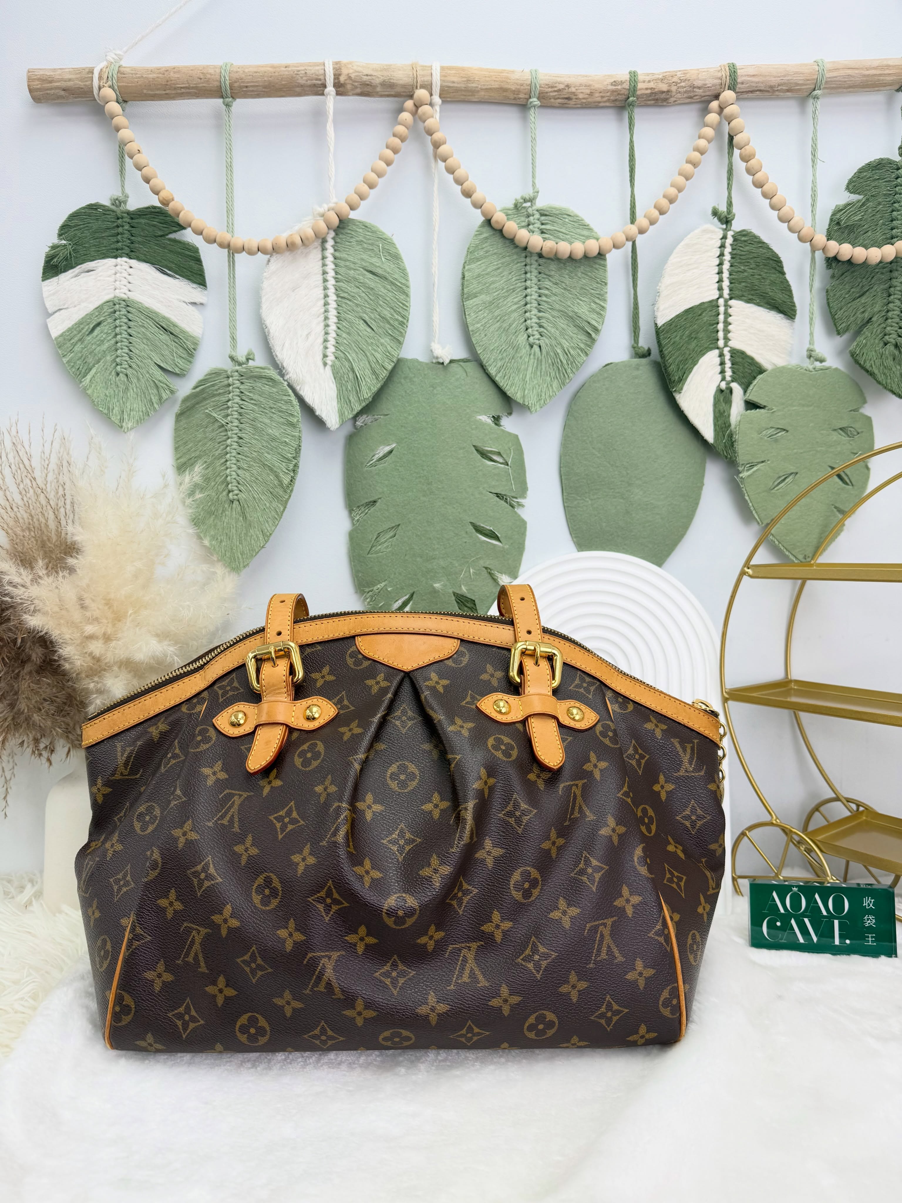 Lv👜 PRE OWNED 🛍️啡色老花 Tivoli GM size餃子袋  有塵袋 🥟🤎