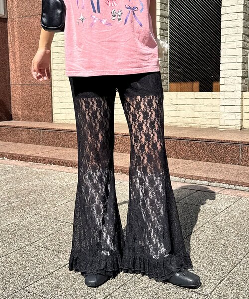 Lace喇叭層疊荷葉邊褲【JP011】