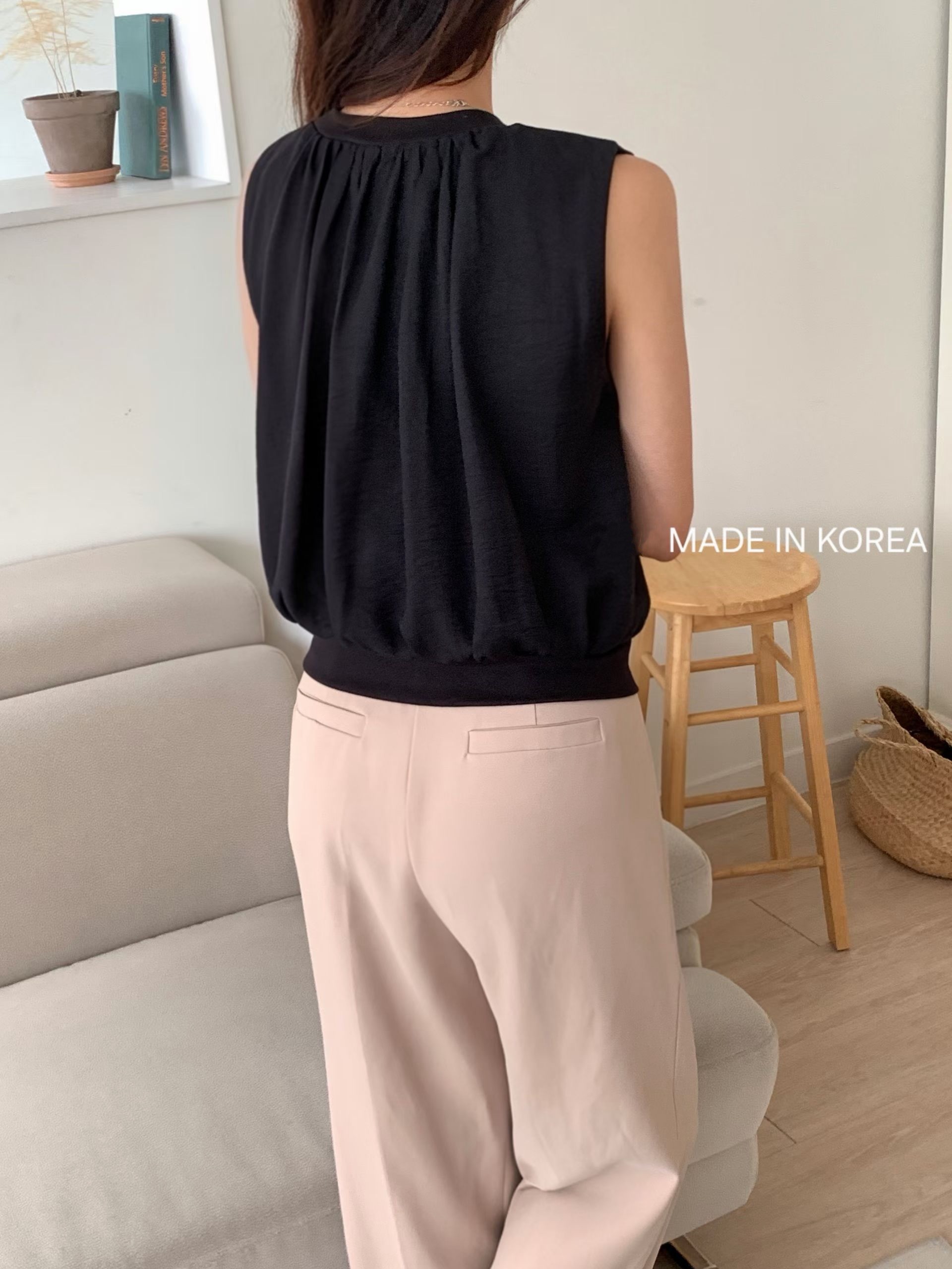 G6542 淨色打皺背心