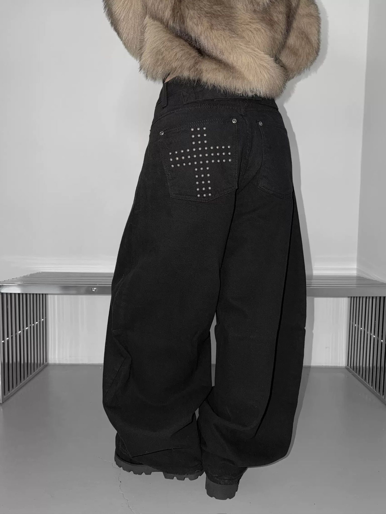 韓國padpad單邊十字架彎刀褲