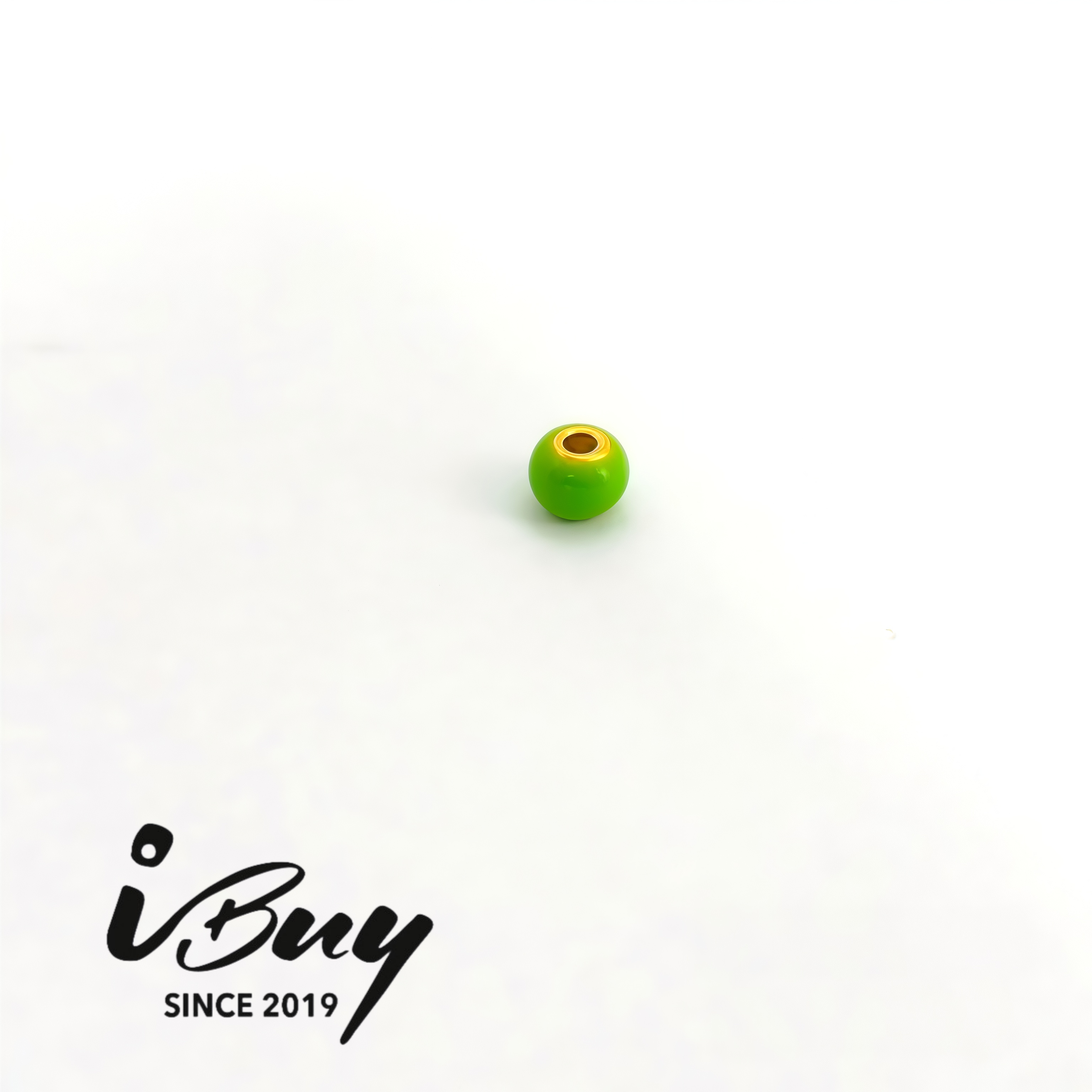 999 GOLD 3.5MM ENAMEL DOPAMINE SPACED BEAD - APPLE GREEN 999 金 3.5MM珐琅隔离珠- 苹果绿色