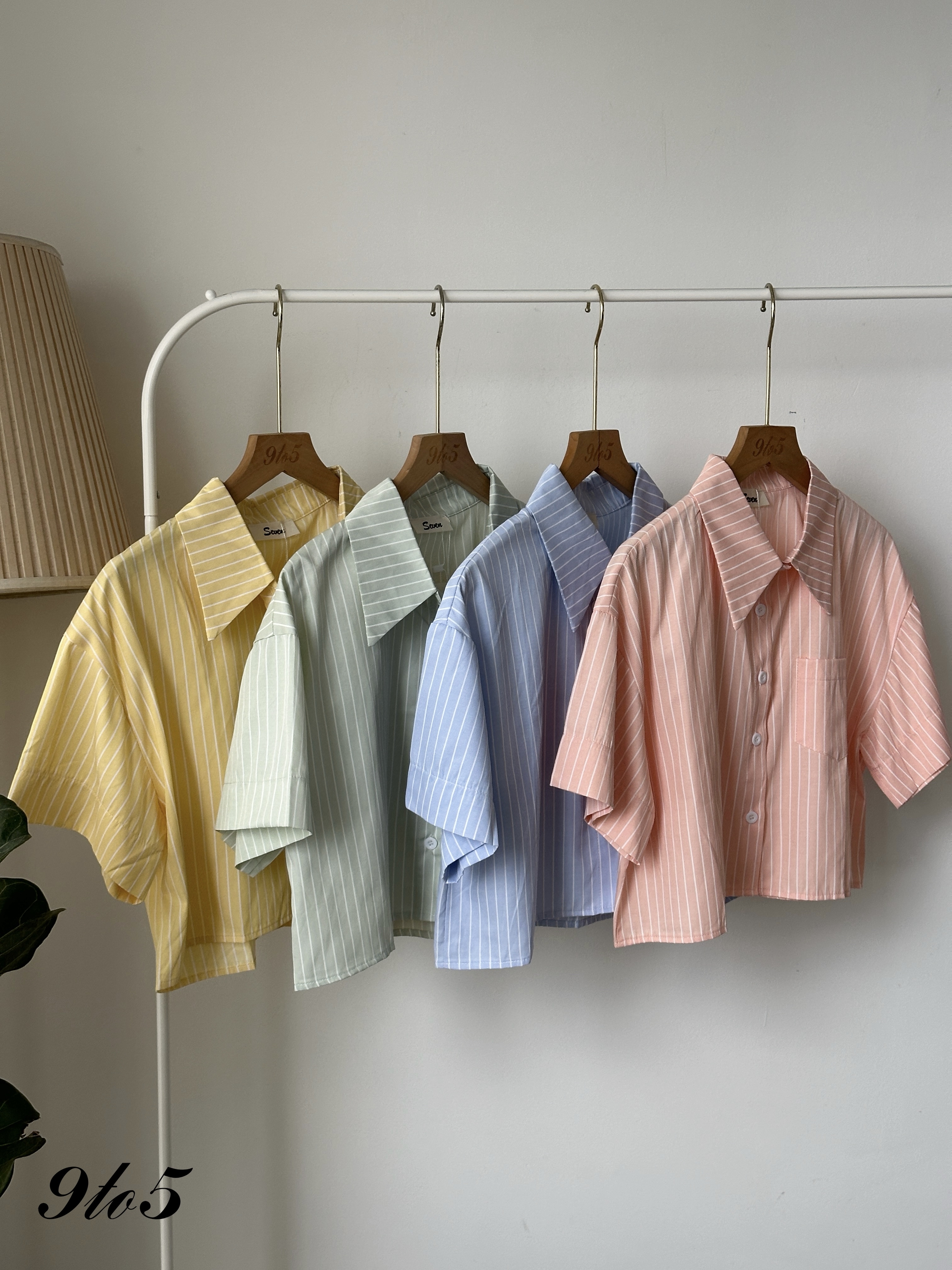 T4084 Stripe Crop Shirt - 4 Colors 