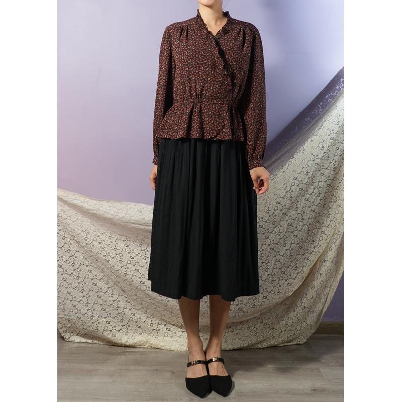 Vintage Japanese Leaf Pattern Faux Twin Dress (Mt1608-106)