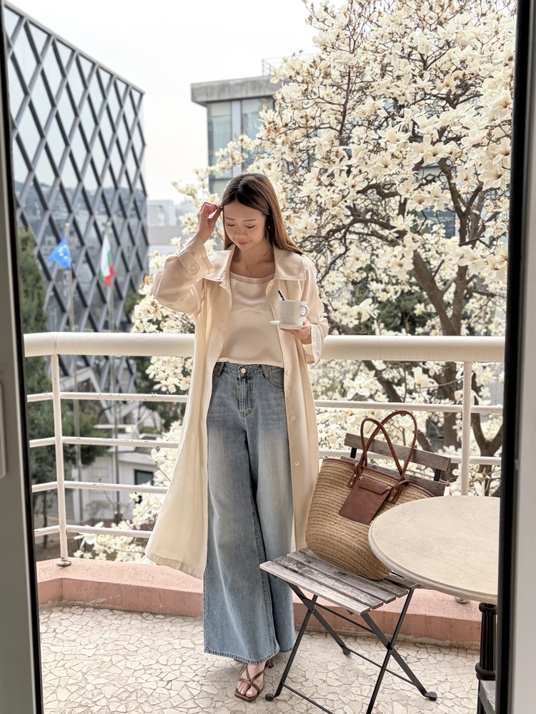 [薄!] Faded Wash Wide Leg Jeans