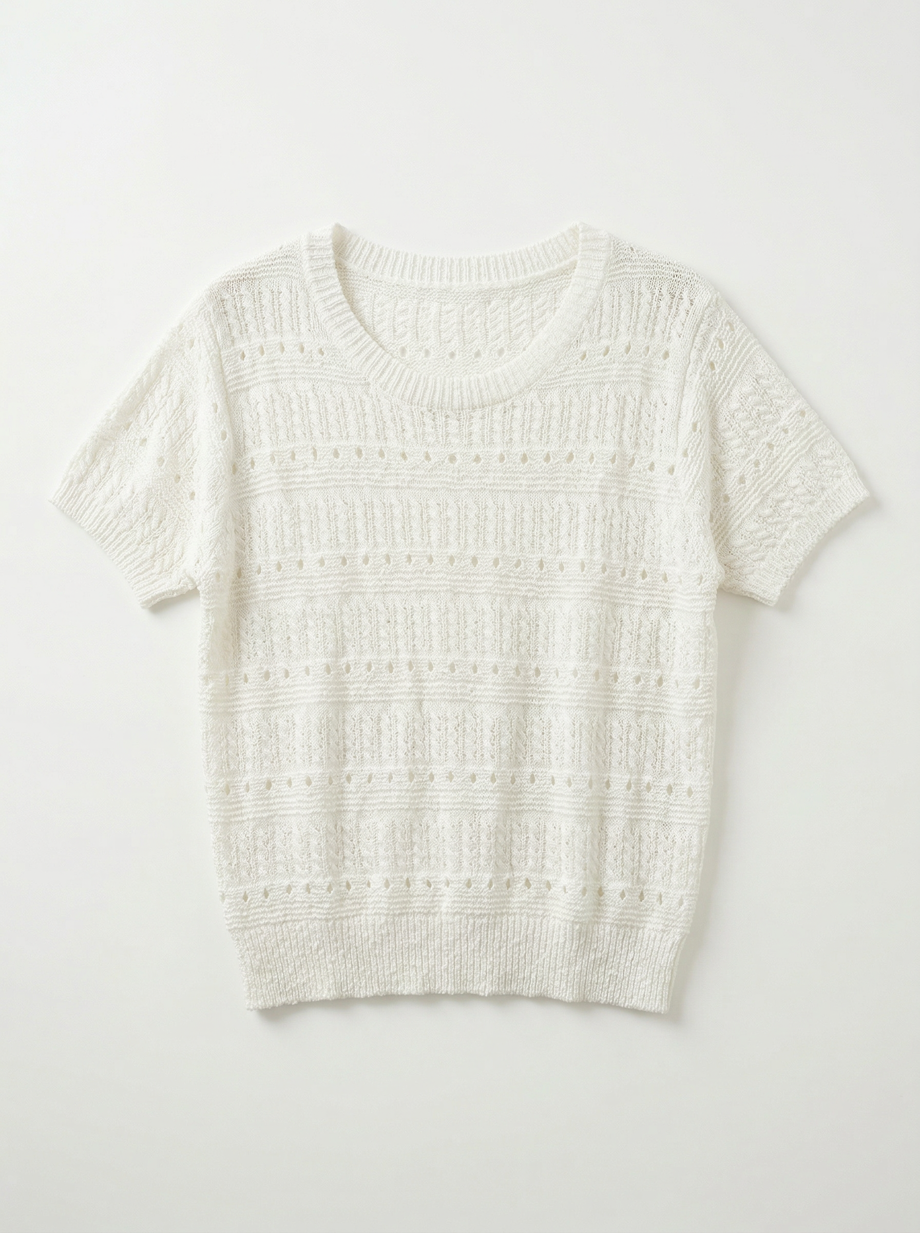 白色短版寬鬆短袖針織上衣