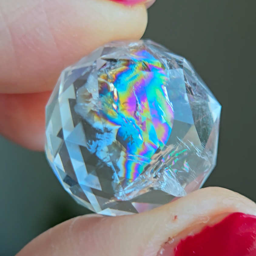 Rainbow faceted clear quartz sphere - CQ233