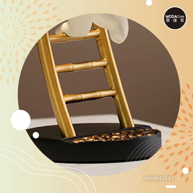 📦訂購 台灣代購 摩達客 開運招財 金色步步高升招財貓爬梯發財擺飾