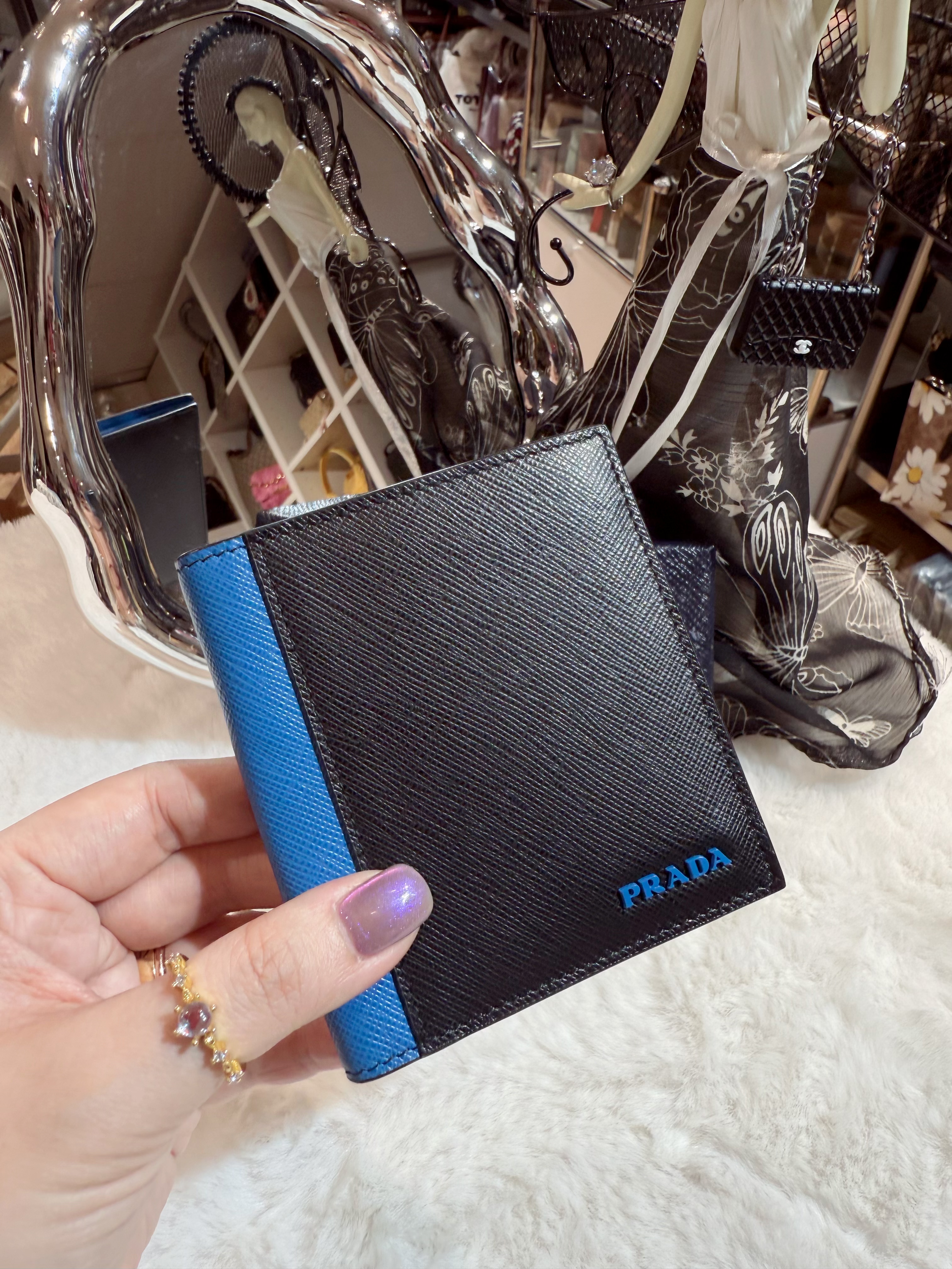 Prada slim small wallet 6cc/sf/blk/blie