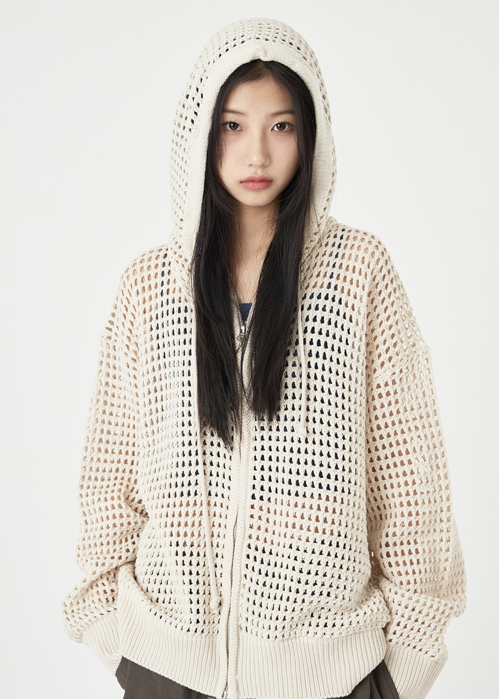 Mesh 2-Way Knit Hood Zip-up | YOUNI_SEOUL