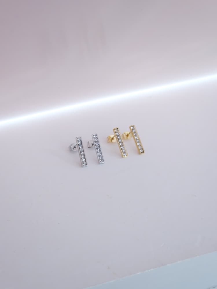 Pave Bar Stud Earrings