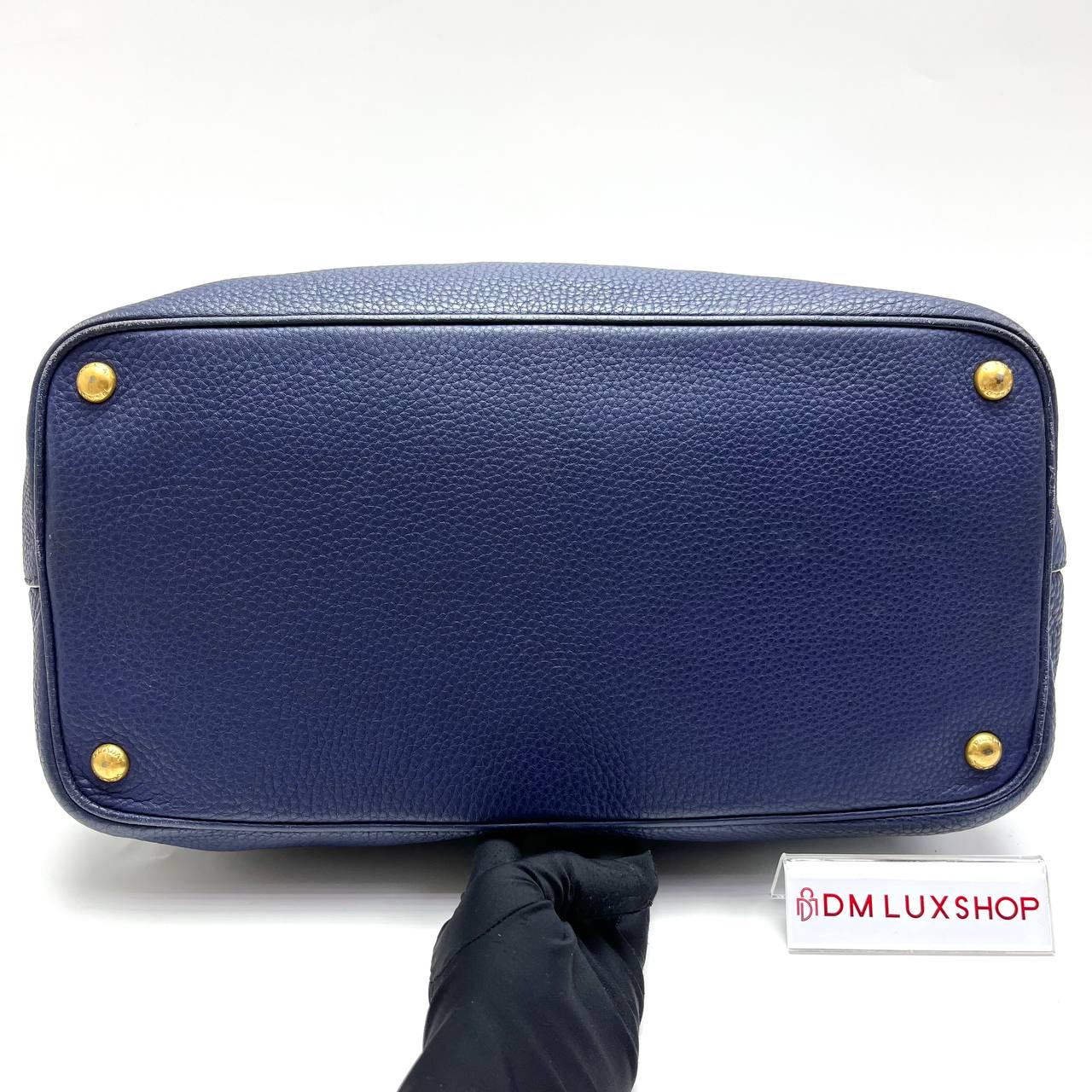 Prada Navy Blue Leather 2 Ways Bag GHW