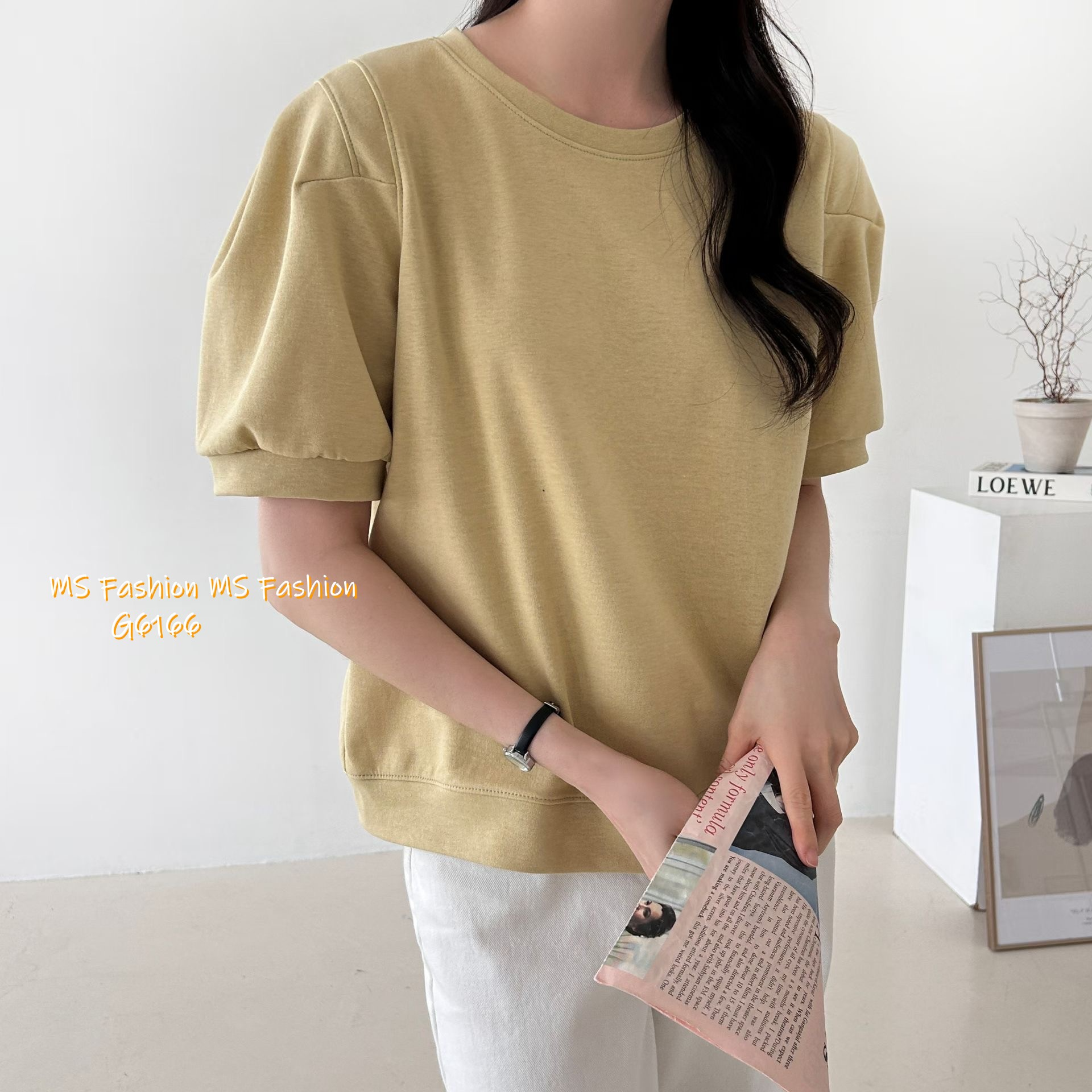 G6166 韓國🇰🇷靚色摺袖top