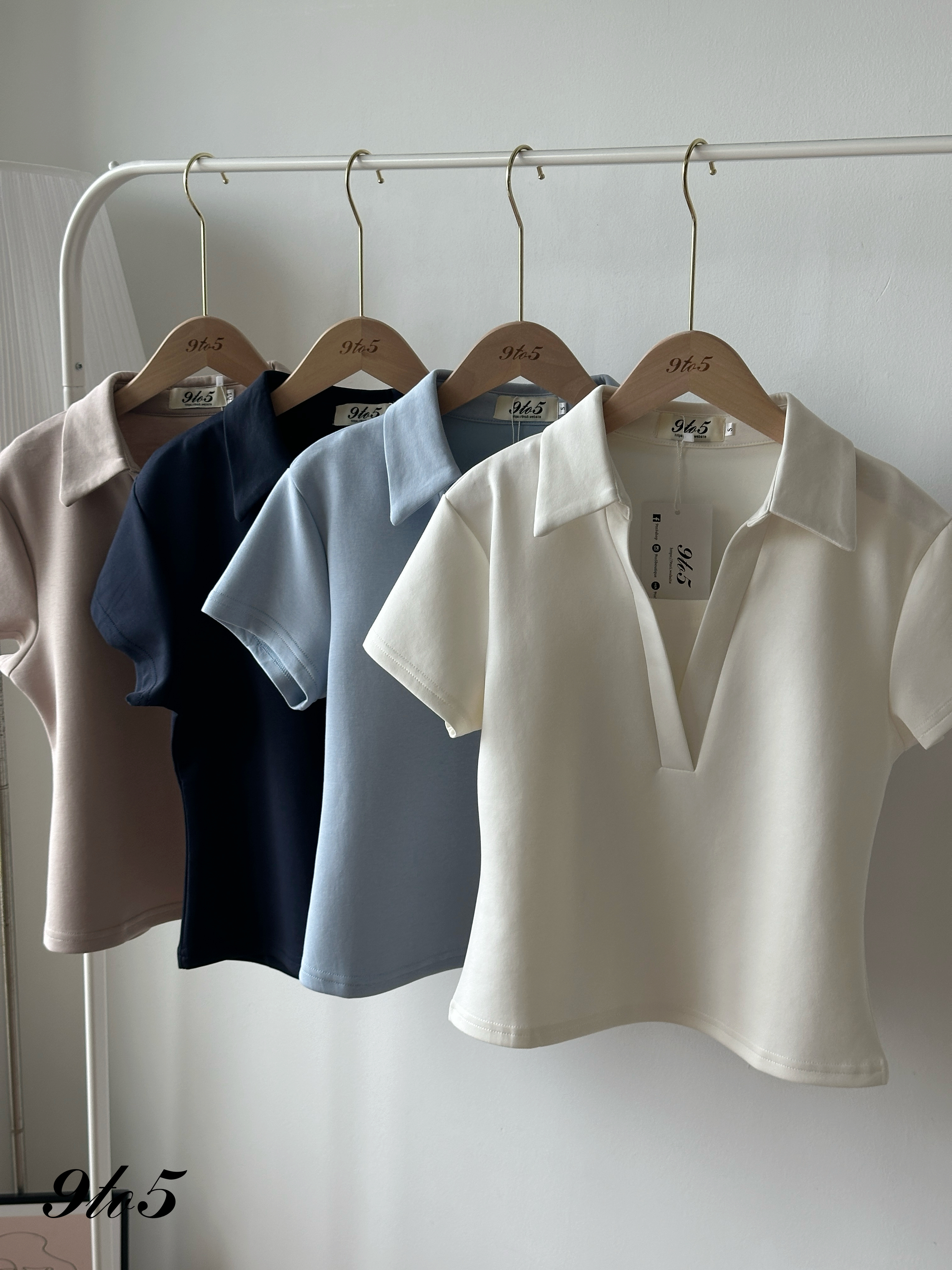T4350 Fake Two-Pieces Polo Top - 4 Colors 