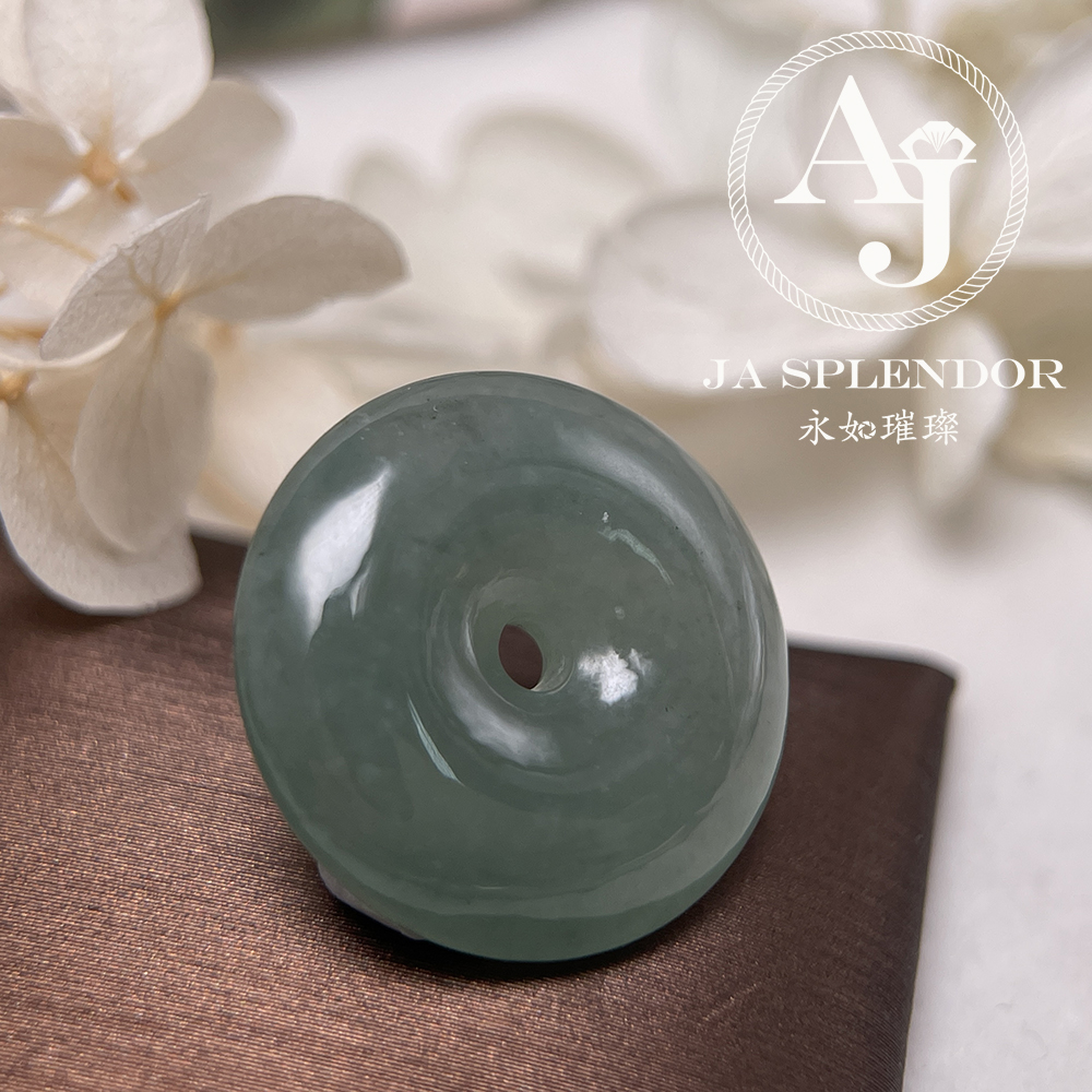 JN-180 天然翡翠A玉 高冰滿綠平安扣
